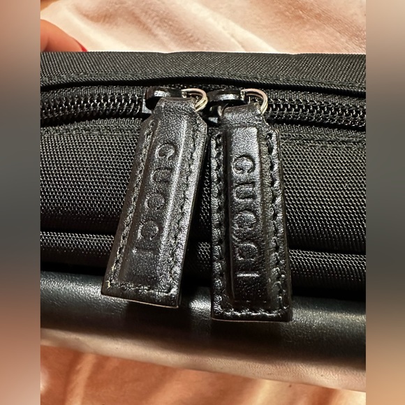 GUCCI Vintage Cosmetic Pouch Purse Nylon Leather Black - Picture 10 of 14